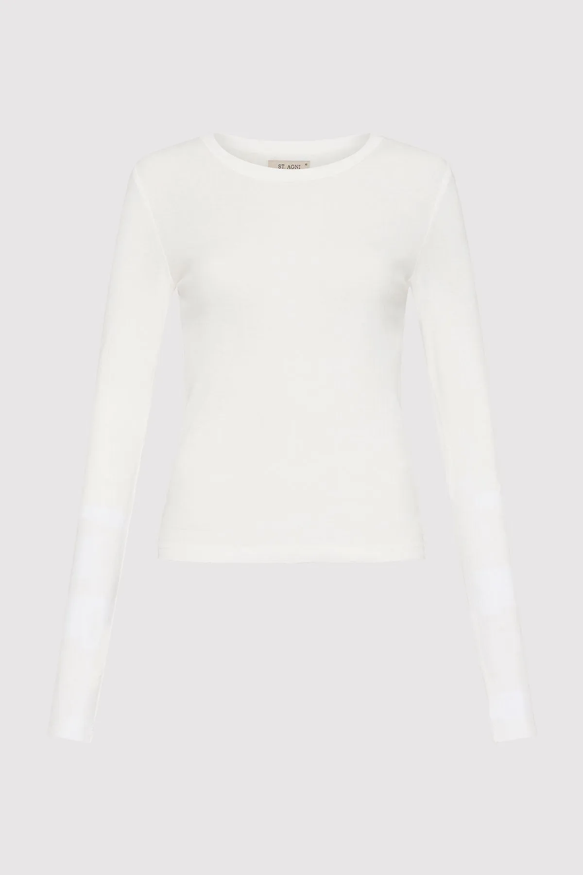 Organic Cotton Soft Rib Long Sleeve Top - White sold by St. Agni product image thumbnail 4