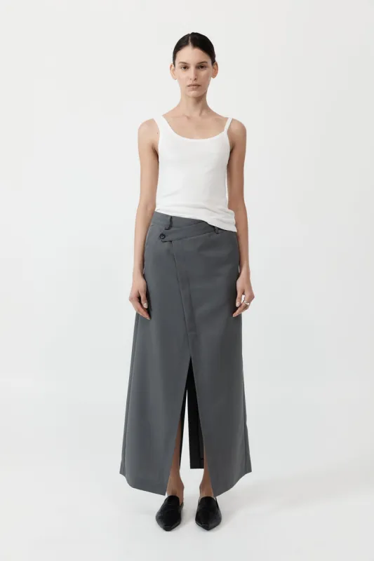 Deconstructed Waist Maxi Skirt - Pewter Grey sold by St. Agni