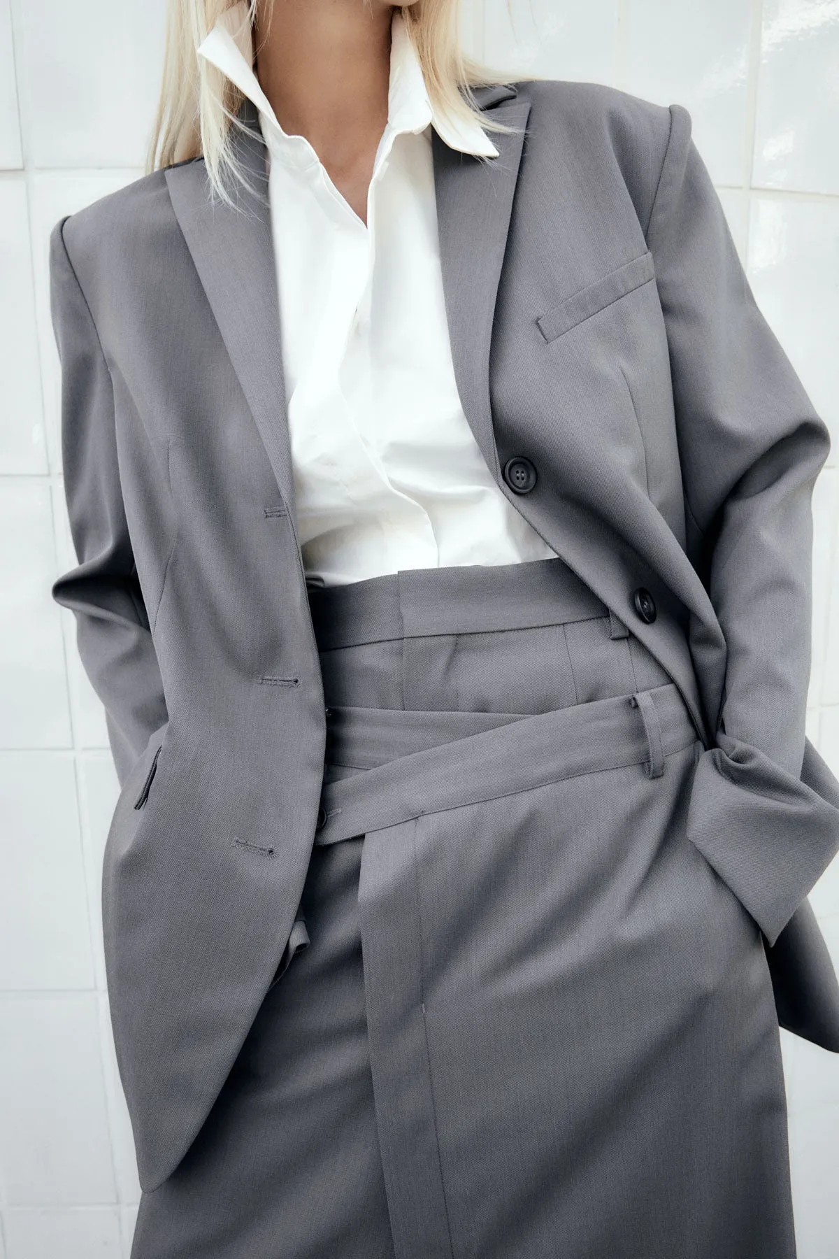 Deconstructed Waist Maxi Skirt - Pewter Grey sold by St. Agni product image thumbnail 5