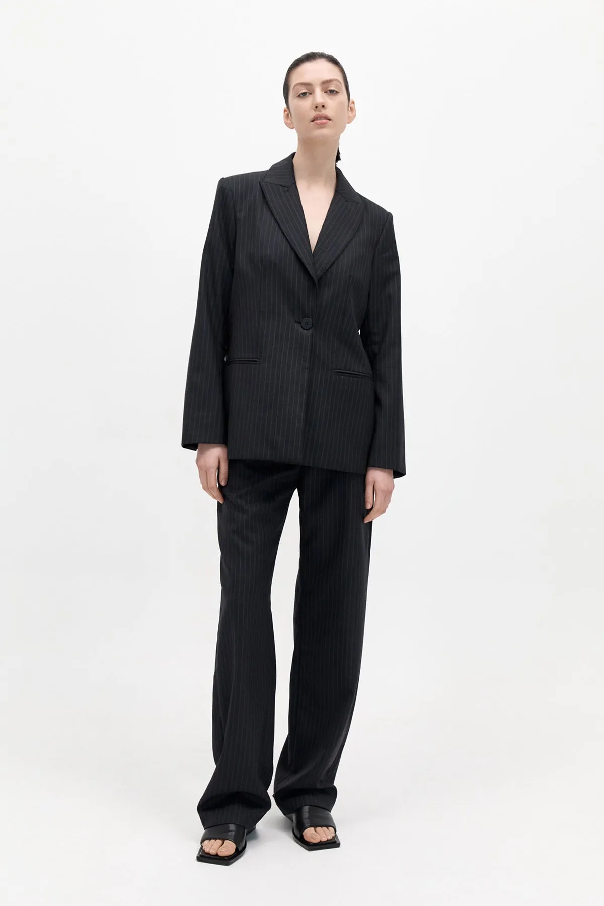 Pinstripe Oversized Blazer - Black sold by St. Agni product image thumbnail 2