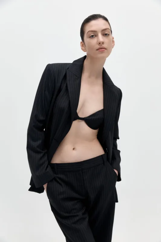Pinstripe Oversized Blazer - Black sold by St. Agni
