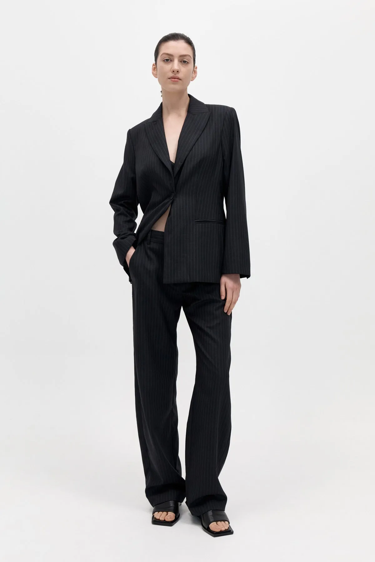 Pinstripe Oversized Blazer - Black sold by St. Agni product image thumbnail 4