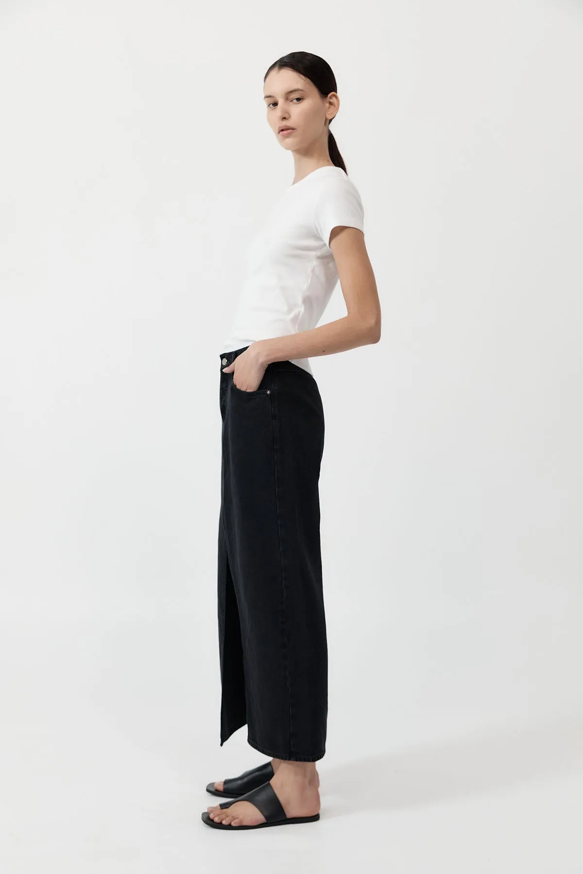 Denim Maxi Skirt - Washed Black sold by St. Agni product image thumbnail 2