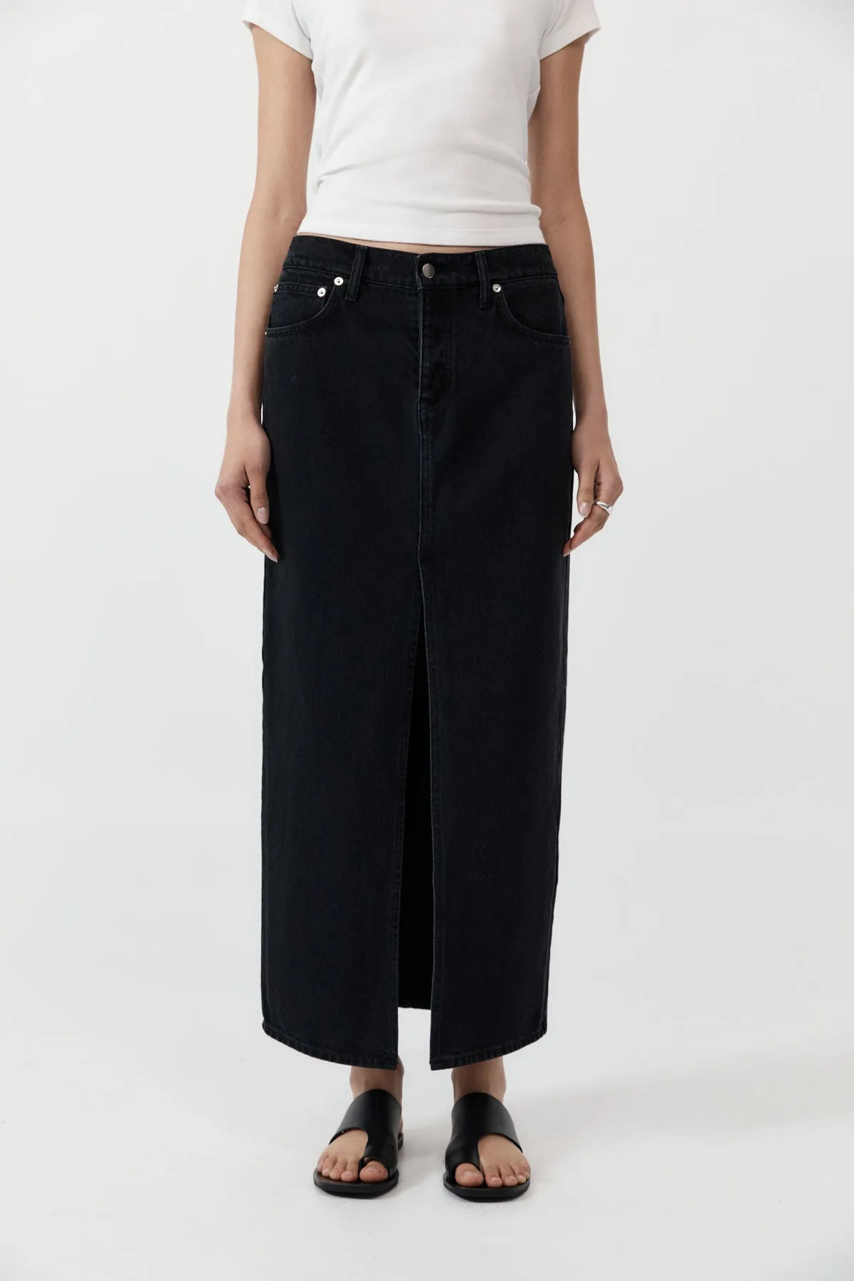 Denim Maxi Skirt - Washed Black sold by St. Agni product image thumbnail 4