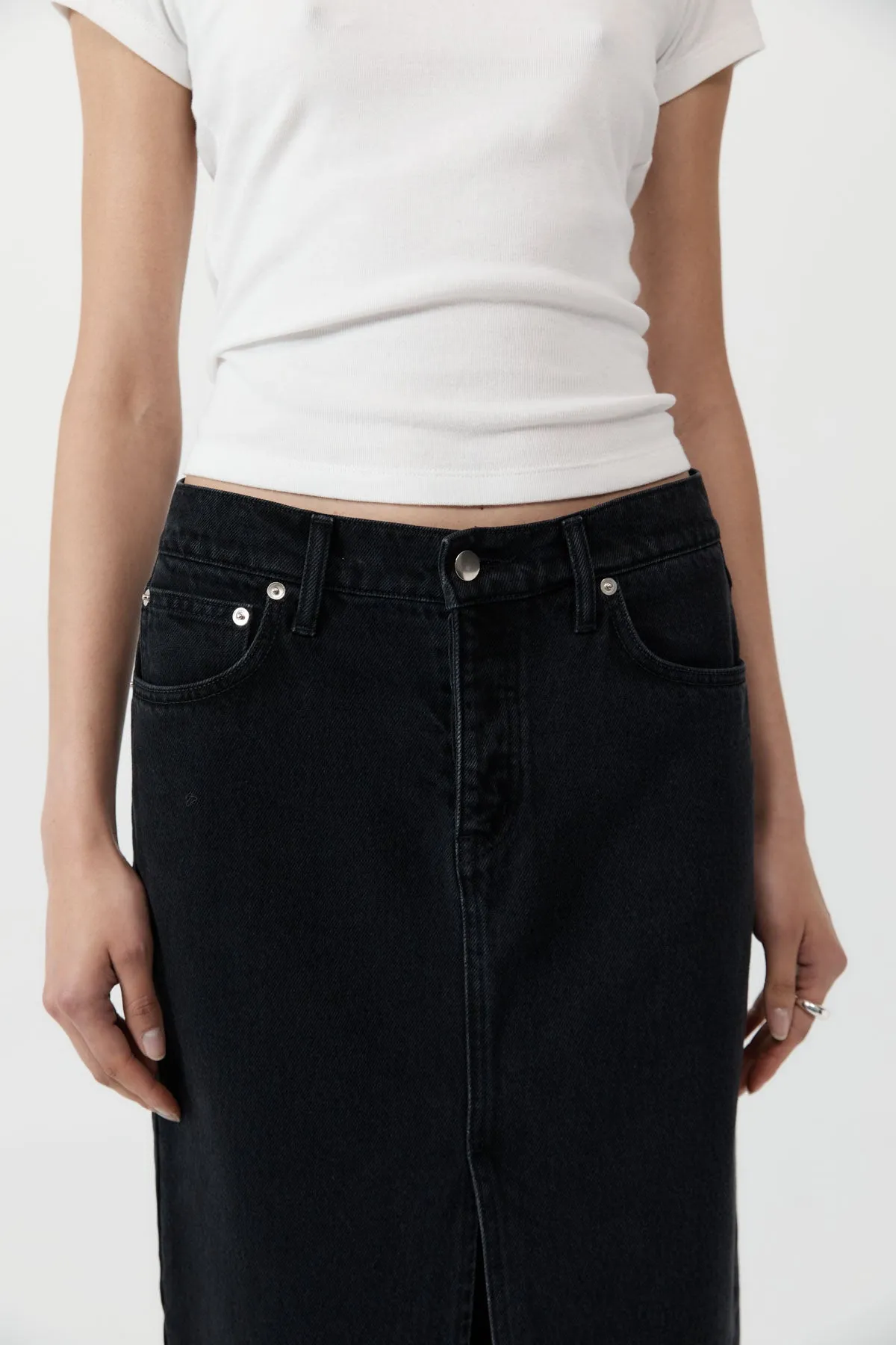 Denim Maxi Skirt - Washed Black sold by St. Agni product image thumbnail 5
