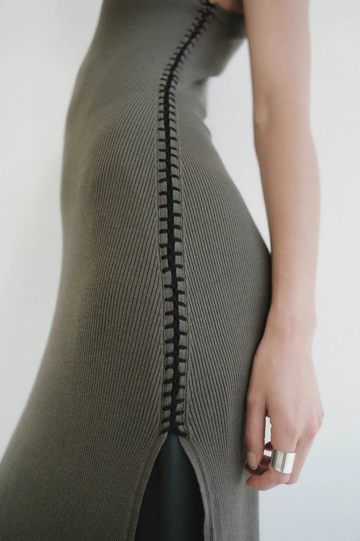 Stitch Detail Dress - Kelp sold by St. Agni product image thumbnail 5