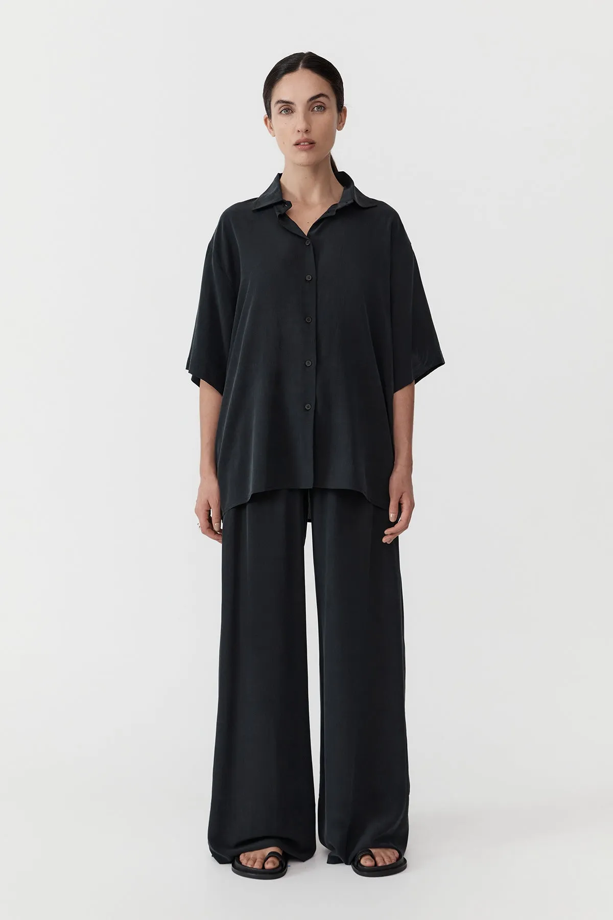 Unisex Silk Shirt - Washed Black sold by St. Agni