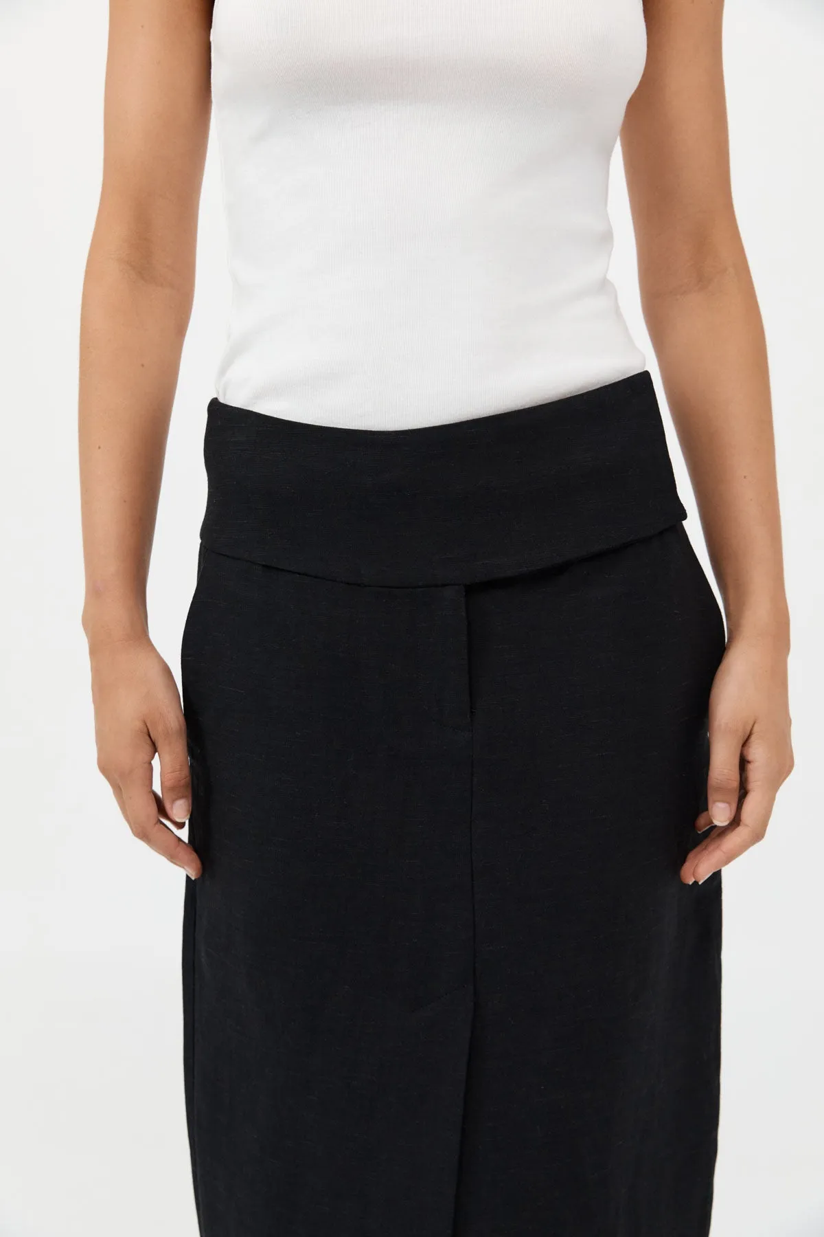 Wide Waistband Column Skirt - Black sold by St. Agni product image thumbnail 2