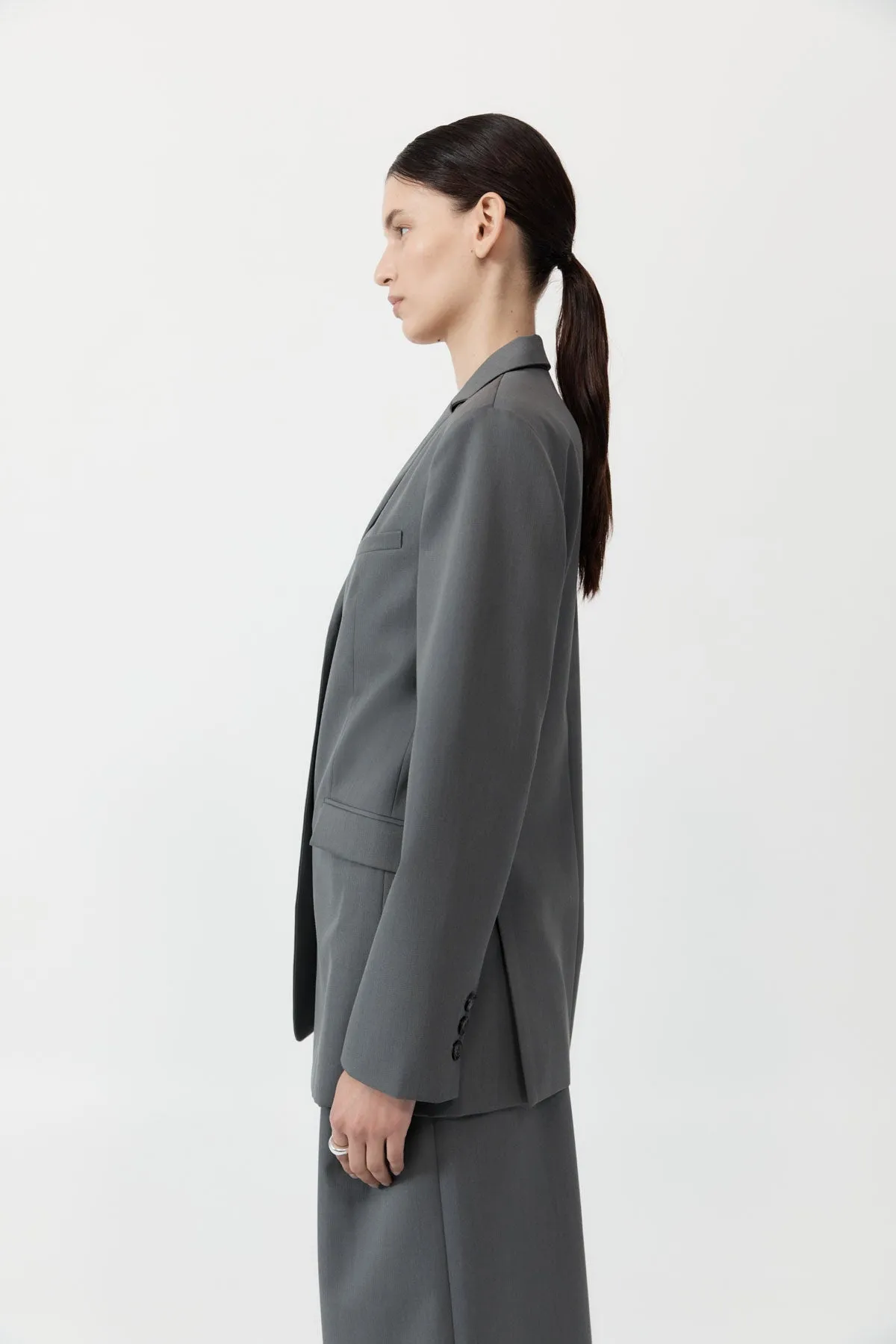 Homme Belted Blazer - Pewter Grey sold by St. Agni product image thumbnail 5