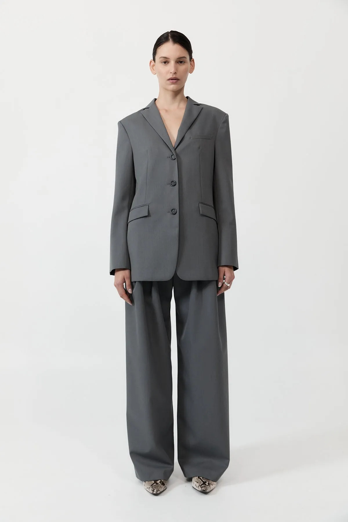 Homme Belted Blazer - Pewter Grey sold by St. Agni product image thumbnail 4