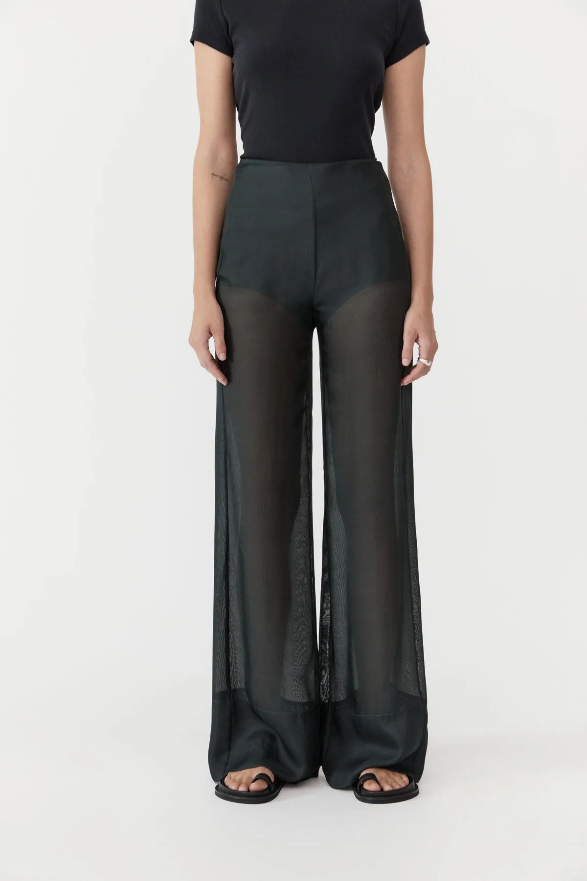 Sheer Silk Gauze Pants - Soot sold by St. Agni product image thumbnail 3