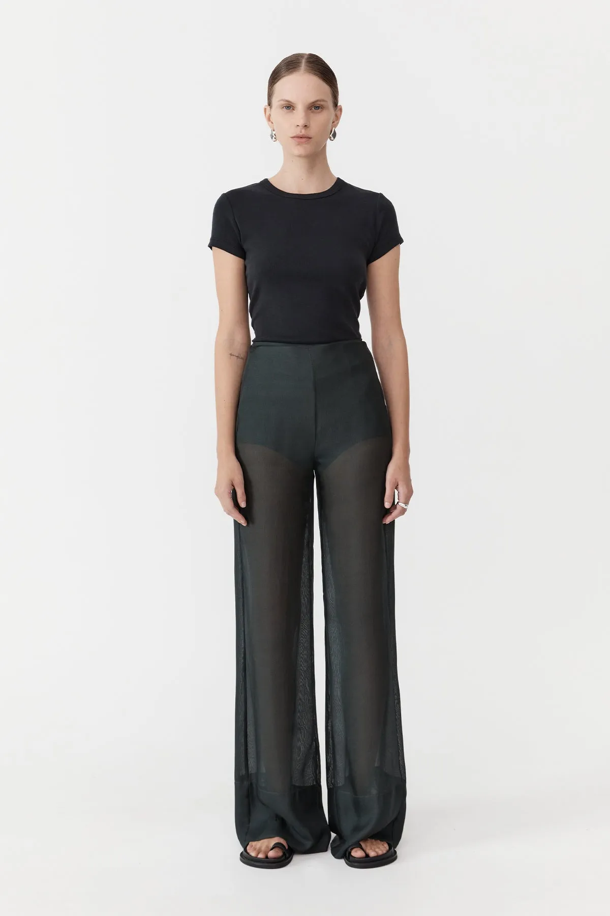 Sheer Silk Gauze Pants - Soot sold by St. Agni
