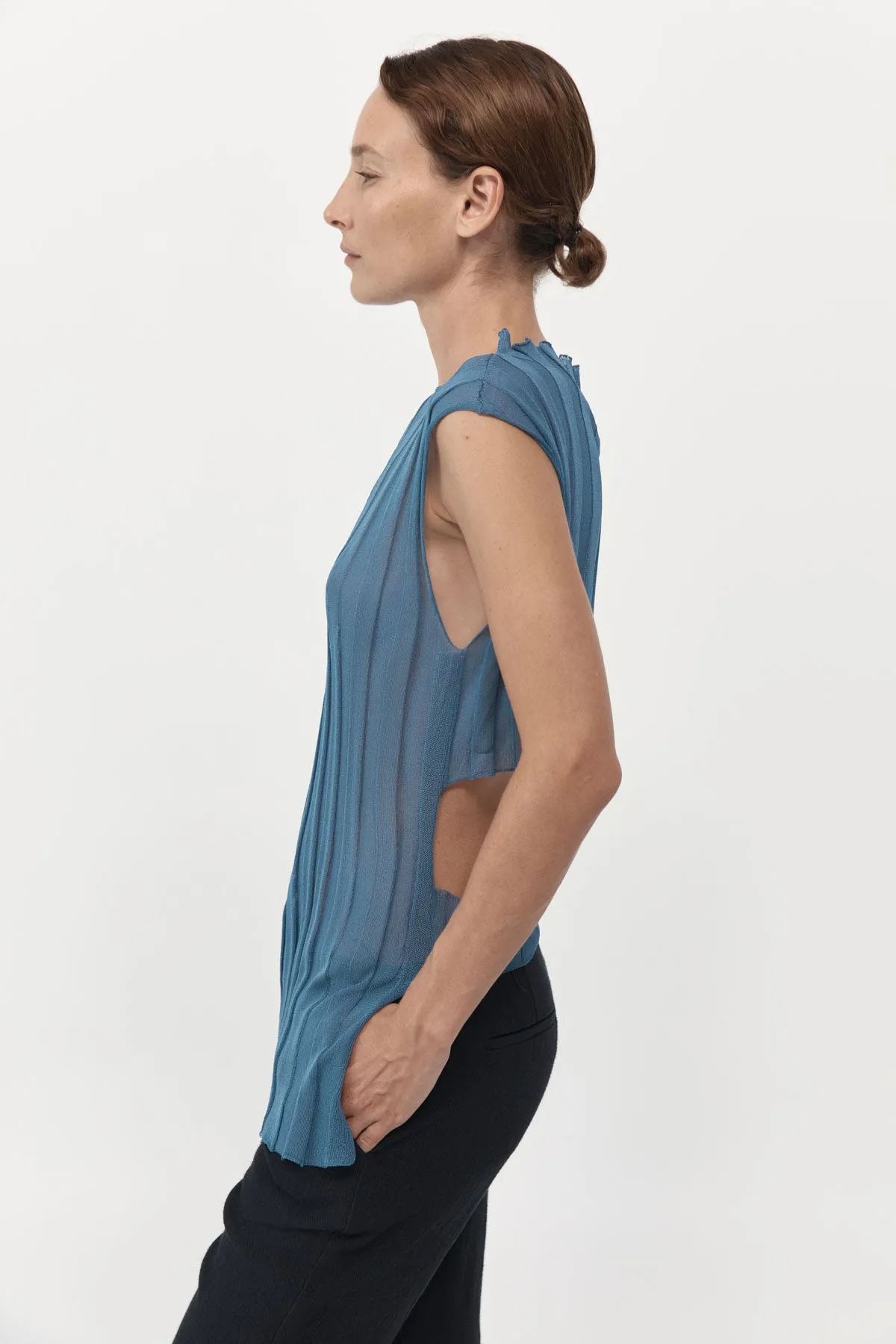 Fine Pleat Knit Top - Steel Blue sold by St. Agni product image thumbnail 2