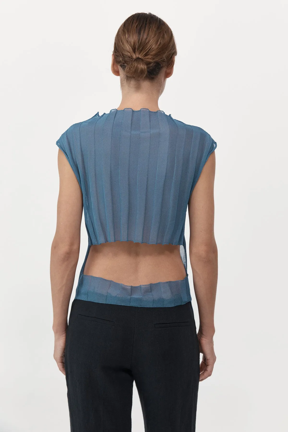 Fine Pleat Knit Top - Steel Blue sold by St. Agni product image thumbnail 3