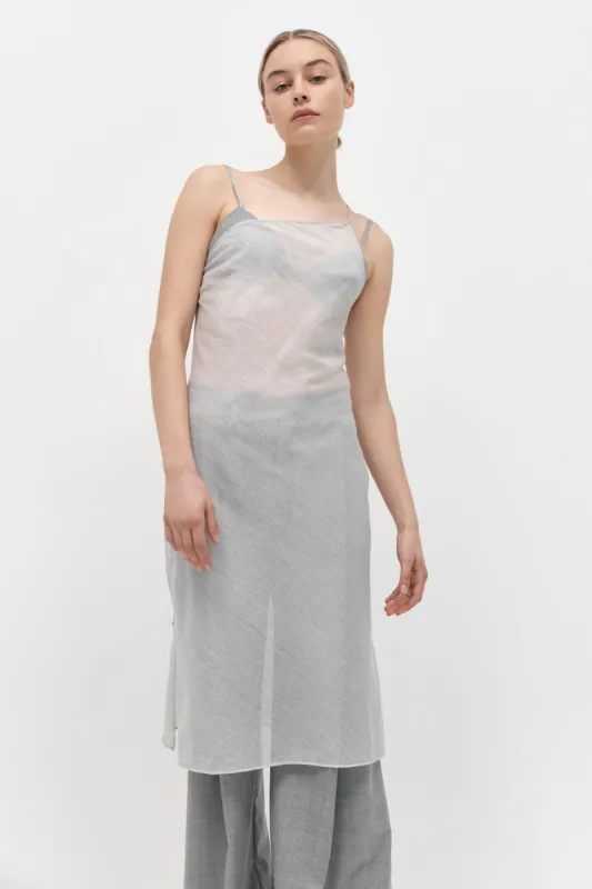 Asymmetric Slip Dress - Sheer Stripe made by St. Agni