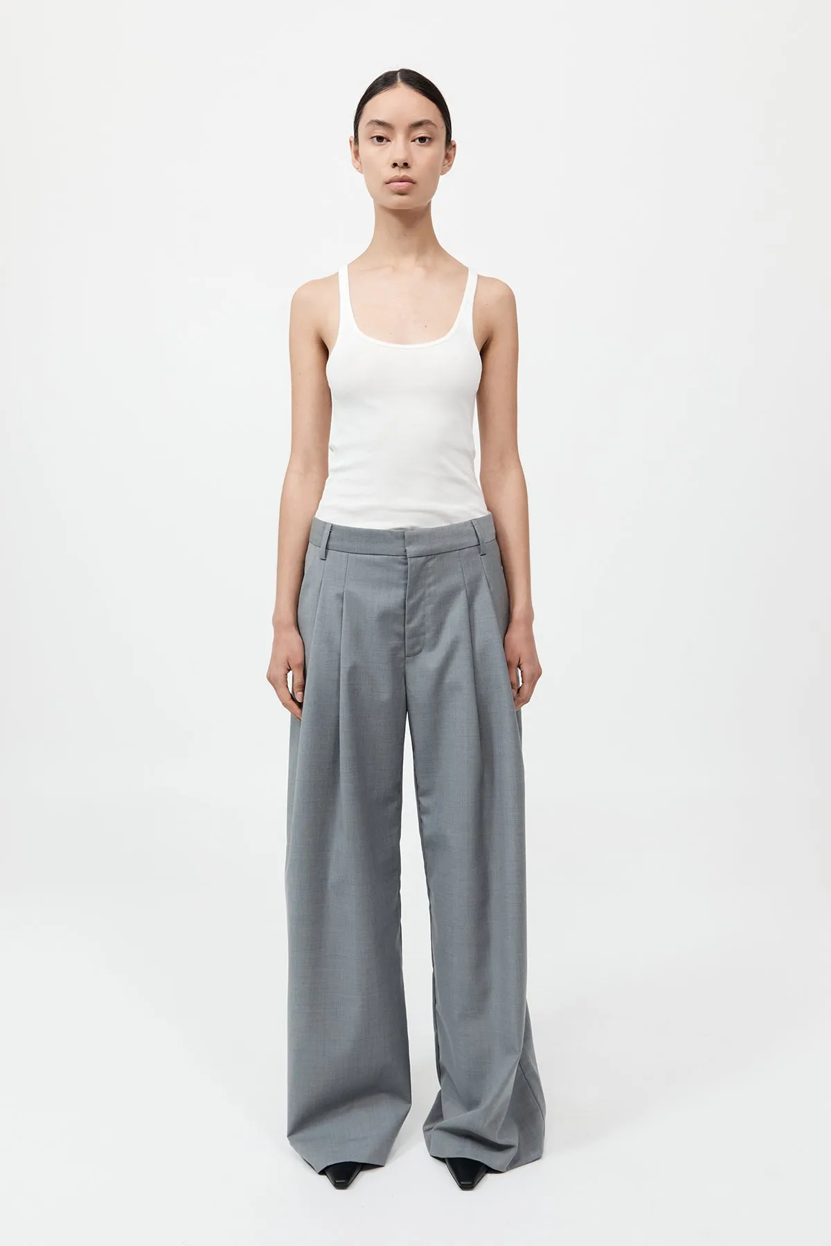 Wool Pleat Pants - Grey sold by St. Agni