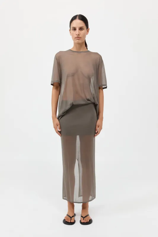 Sheer Column Skirt - Smokey Olive sold by St. Agni