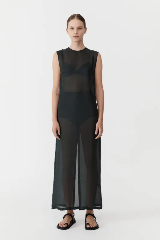 Sheer Silk Gauze Dress - Soot sold by St. Agni
