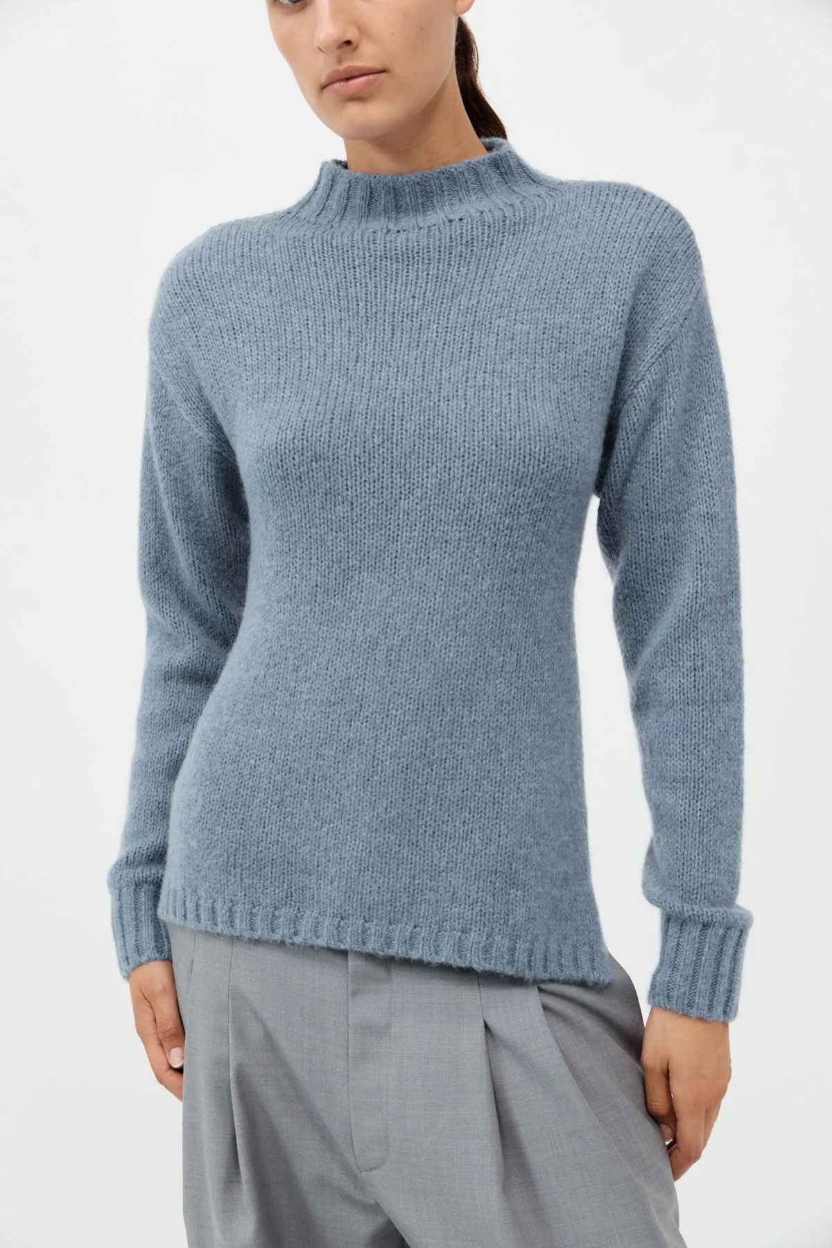 Wool Cashmere Blend Tie Back Jumper - Soft Blue sold by St. Agni product image thumbnail 3