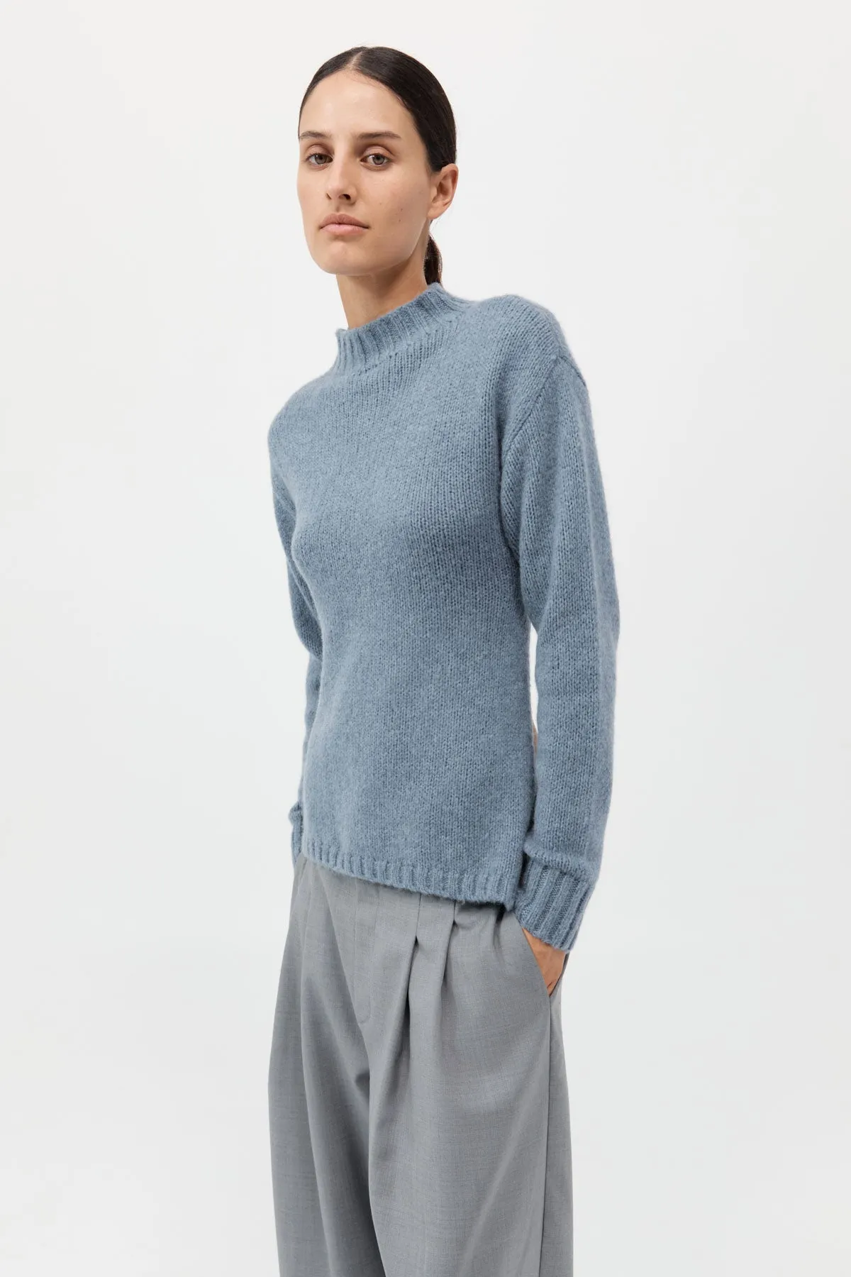 Wool Cashmere Blend Tie Back Jumper - Soft Blue sold by St. Agni product image thumbnail 2