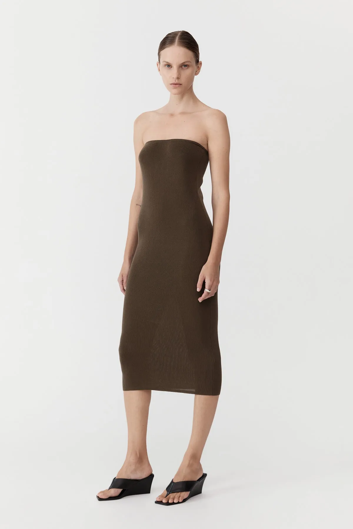 90s Strapless Knit Midi Dress - Kelp sold by St. Agni product image thumbnail 3