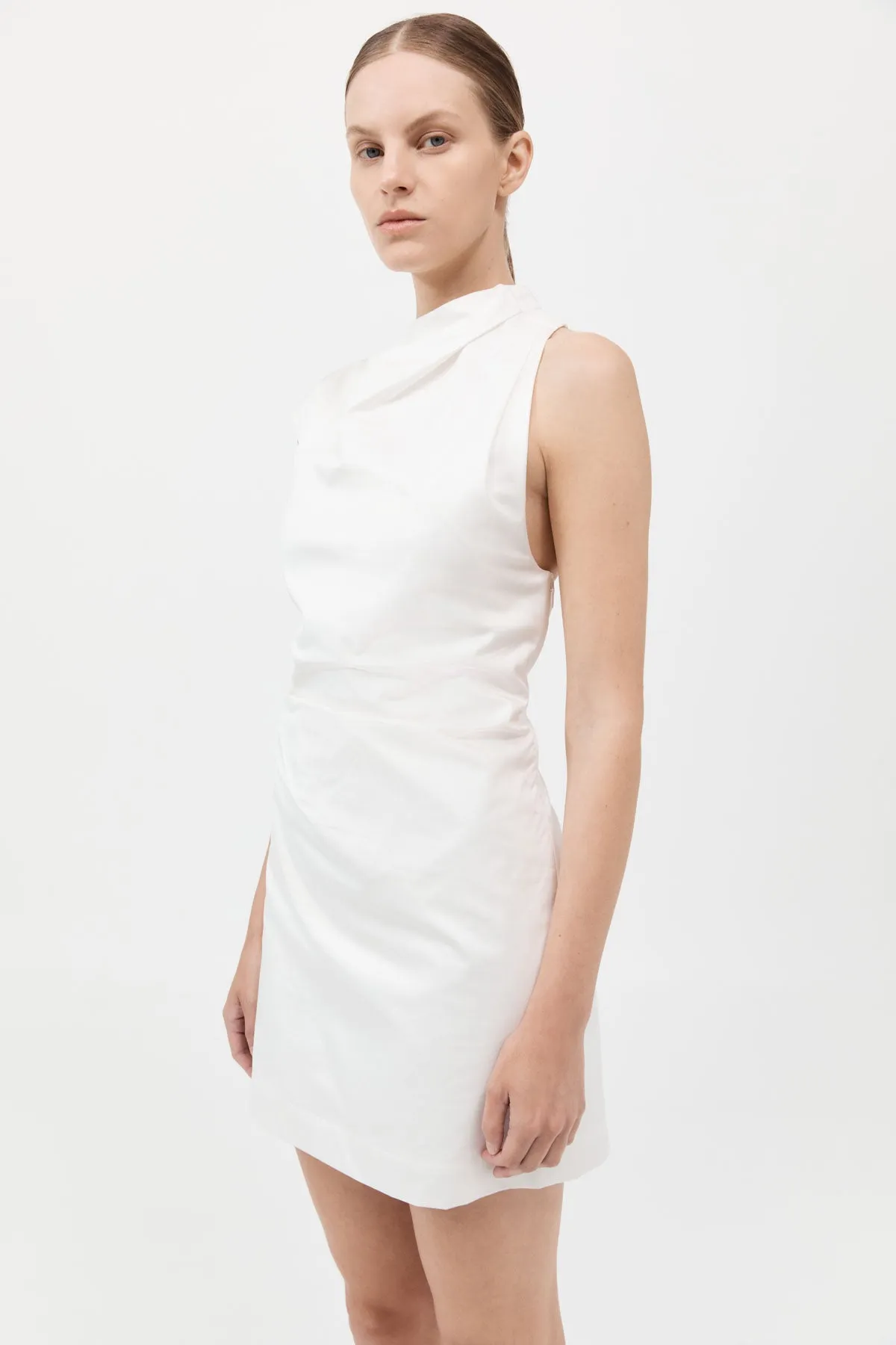 Asymmetric Tuck Mini Dress - White sold by St. Agni product image thumbnail 3