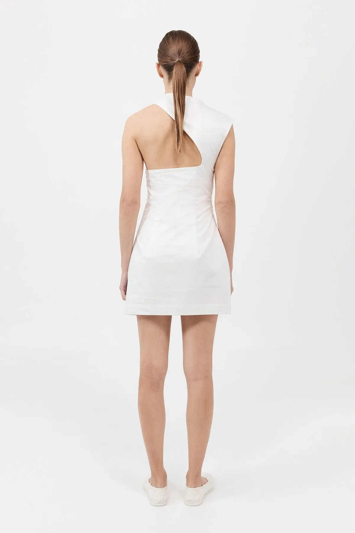 Asymmetric Tuck Mini Dress - White sold by St. Agni product image thumbnail 4