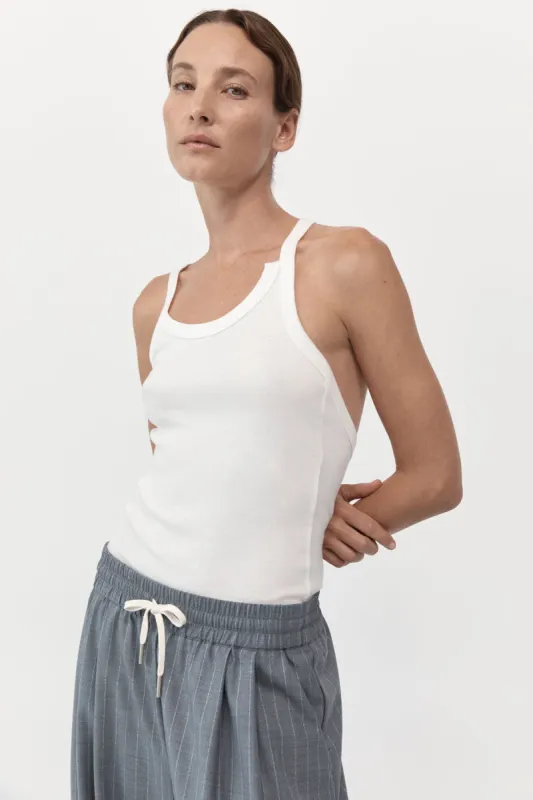 Organic Cotton Abstract Singlet - White sold by St. Agni