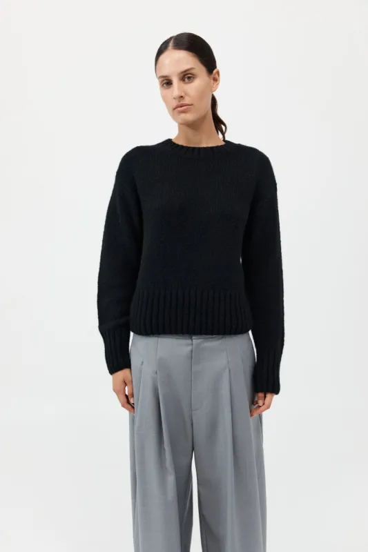 Wool Cashmere Blend Sweater - Black made by St. Agni