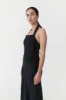 Linen Bias Maxi Dress - Black sold by St. Agni