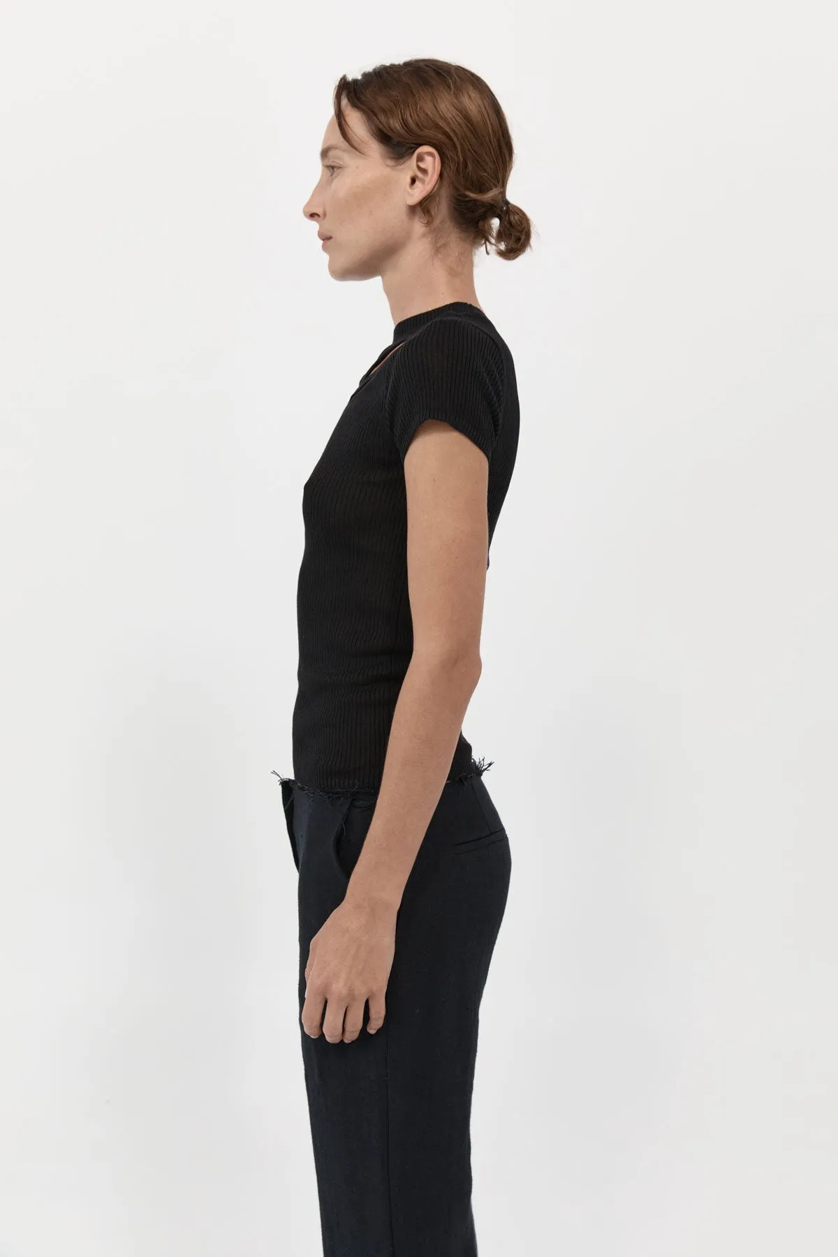 Cut Out Knit Tee - Black sold by St. Agni product image thumbnail 3