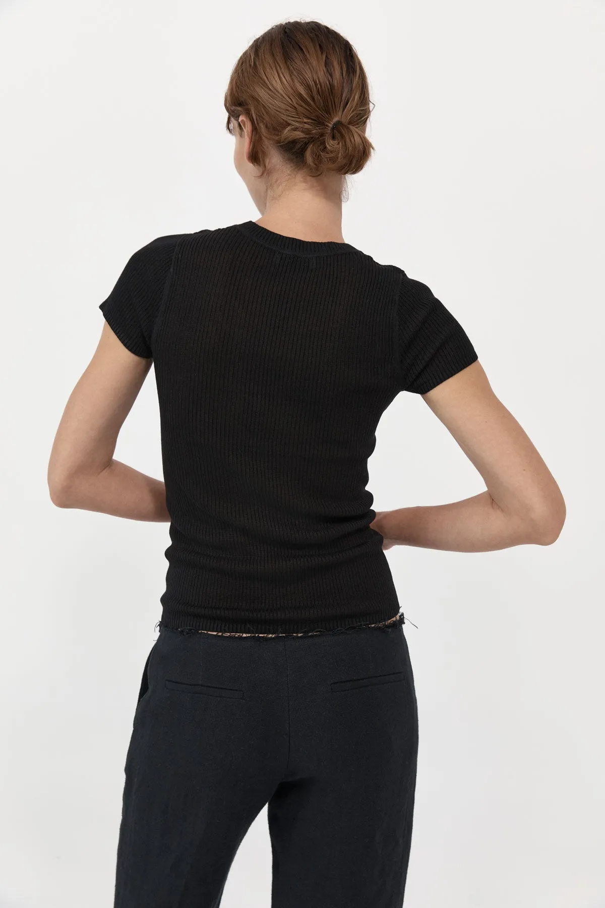 Cut Out Knit Tee - Black sold by St. Agni product image thumbnail 4