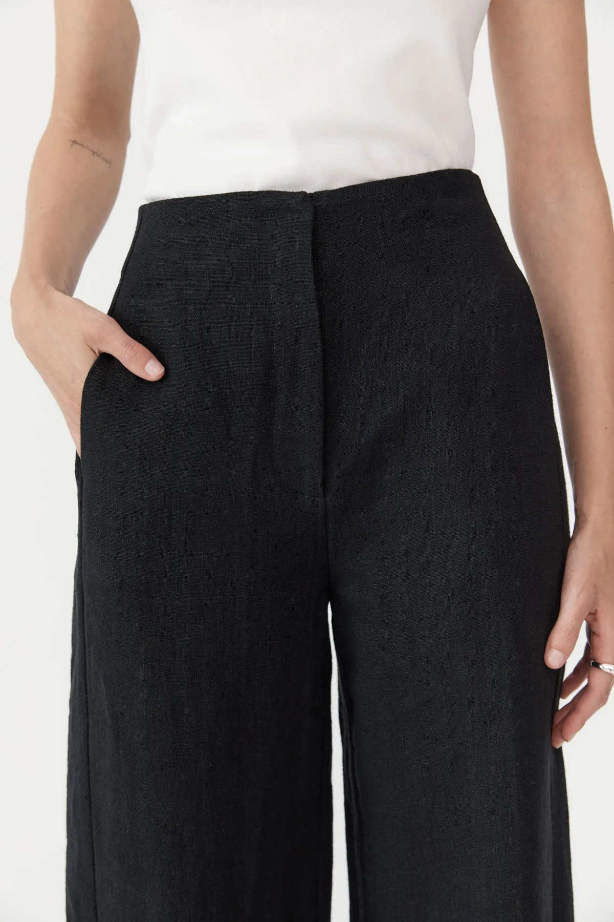 Linen Wide Leg Pants - Black sold by St. Agni product image thumbnail 3