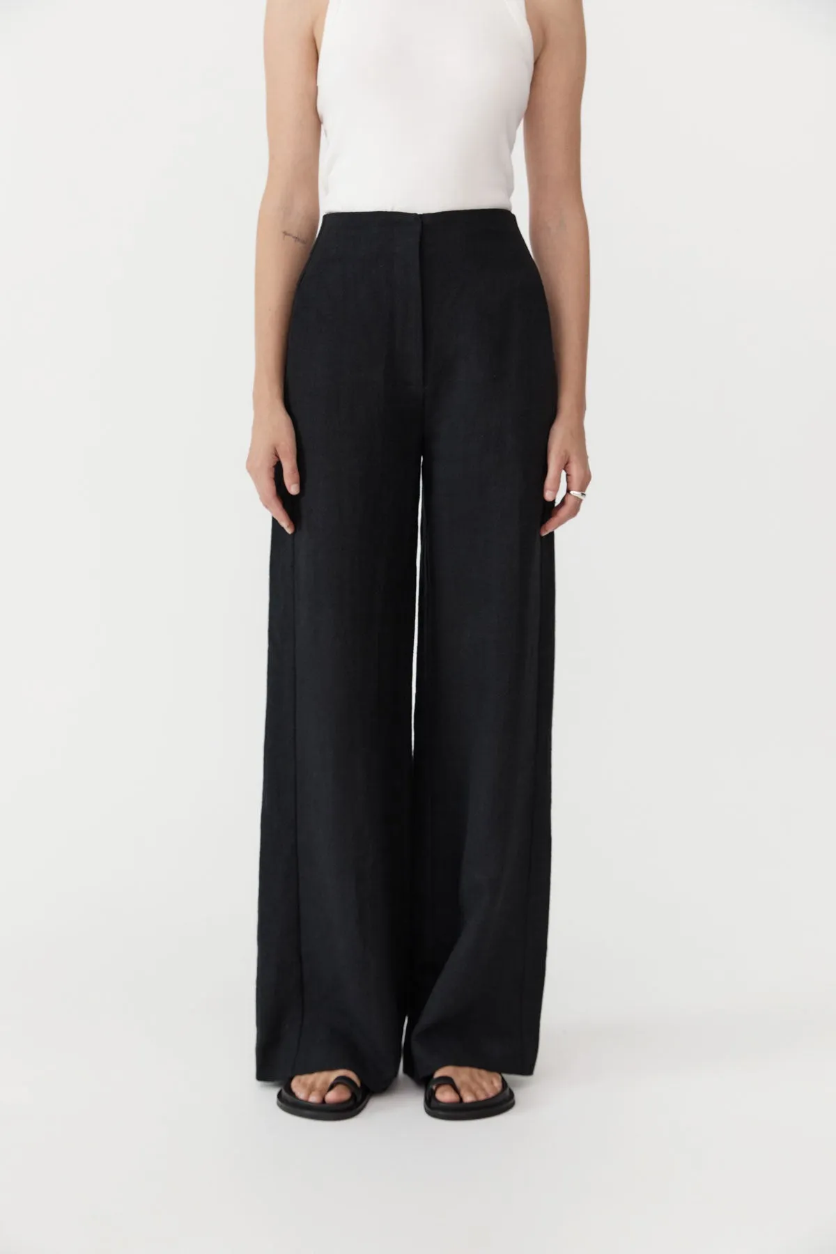 Linen Wide Leg Pants - Black sold by St. Agni product image thumbnail 4