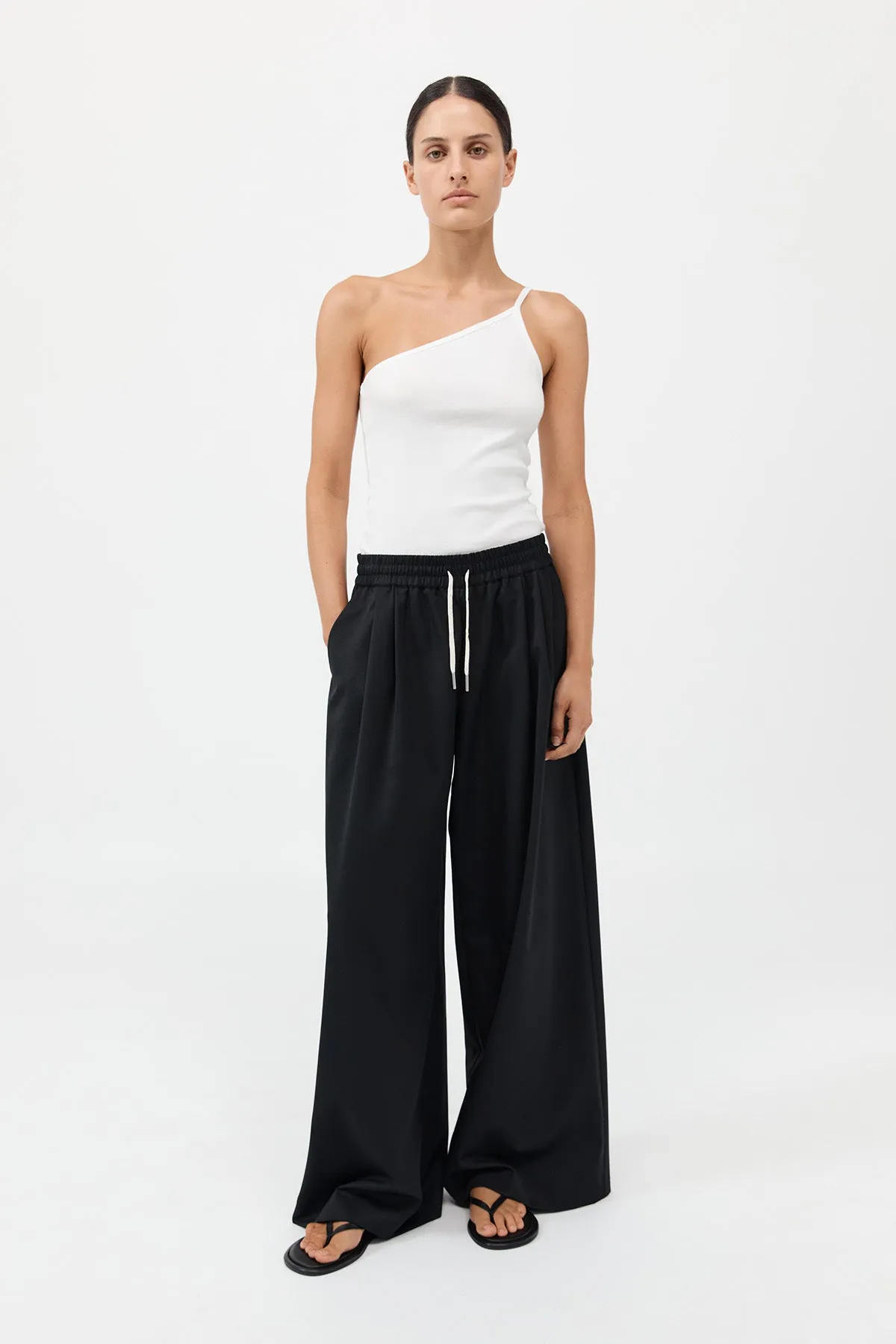 Wool Drawstring Pants - Black sold by St. Agni
