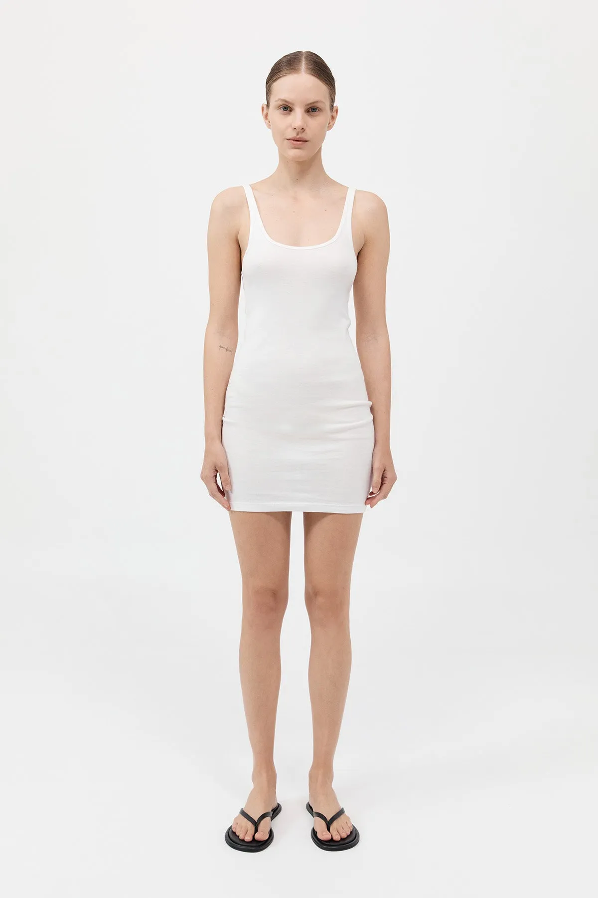 Organic Cotton Slip Dress - White sold by St. Agni