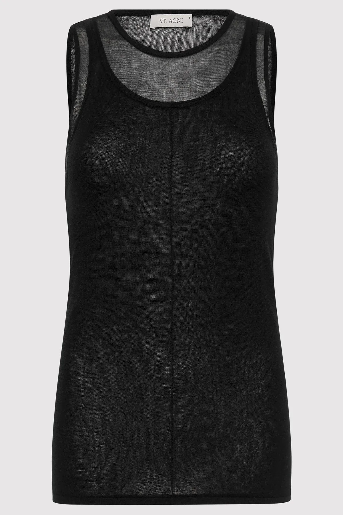 Semi Sheer Double Layer Tank - Black sold by St. Agni product image thumbnail 5