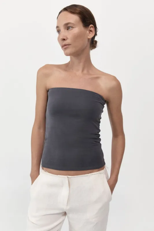 Strapless Jersey Top - Graphite sold by St. Agni