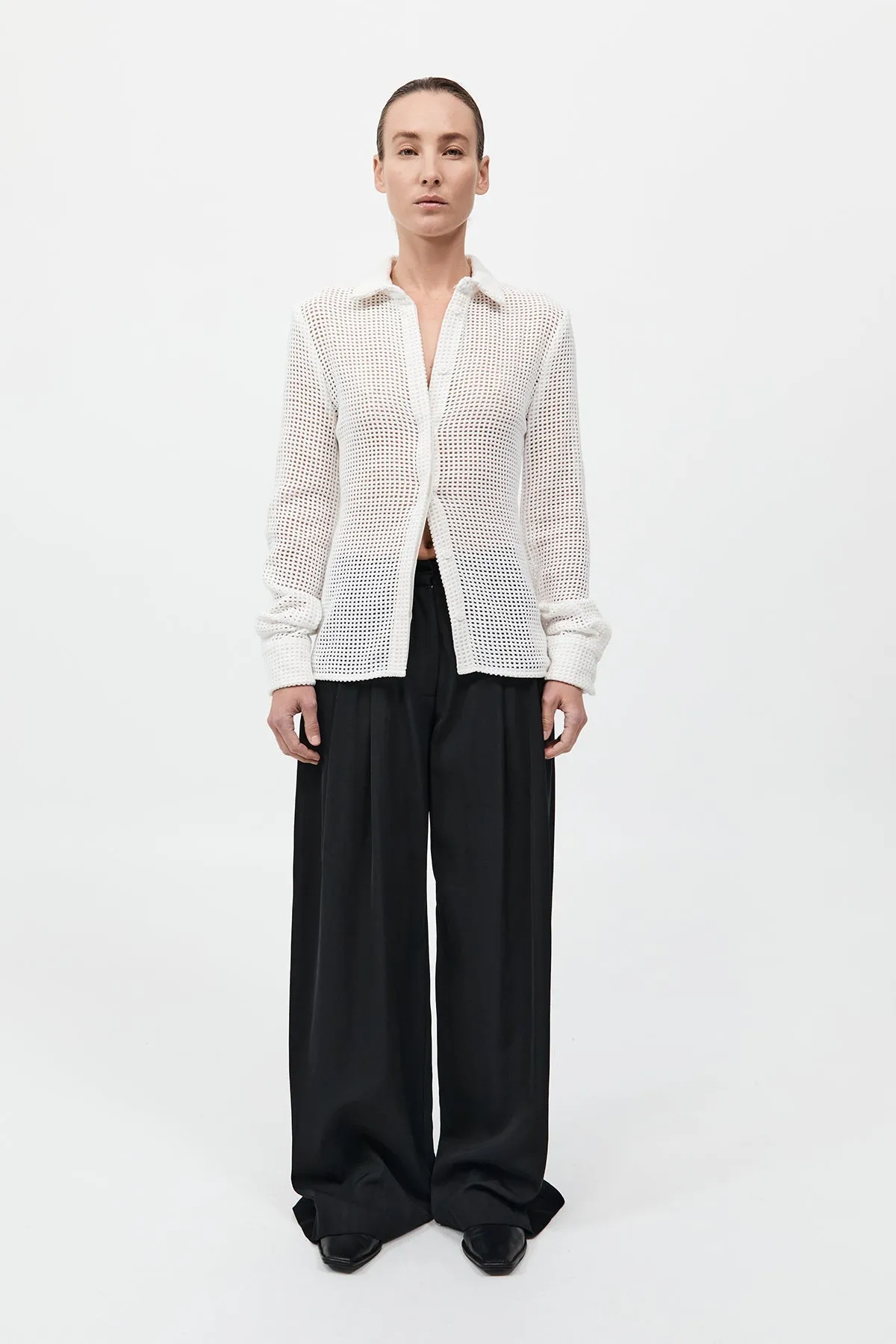 Fitted Cotton Grid Shirt - White sold by St. Agni product image thumbnail 2