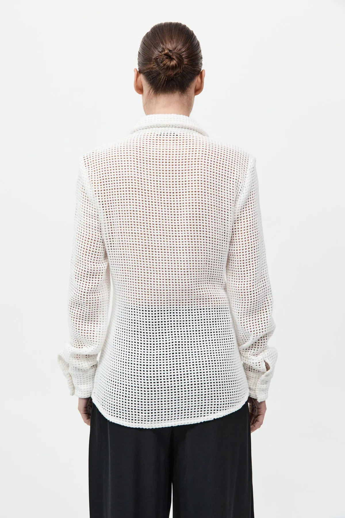 Fitted Cotton Grid Shirt - White sold by St. Agni product image thumbnail 5