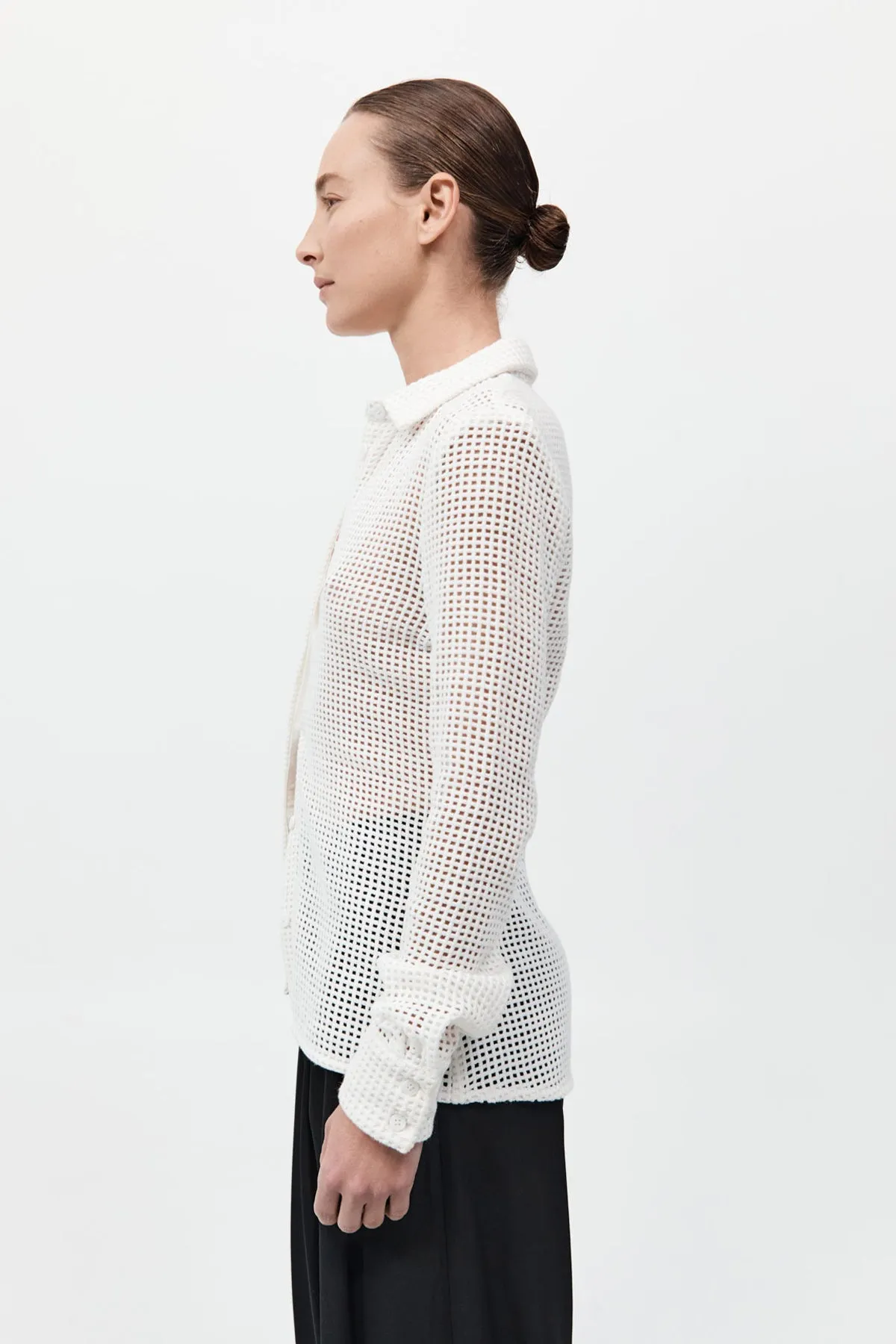 Fitted Cotton Grid Shirt - White sold by St. Agni product image thumbnail 4
