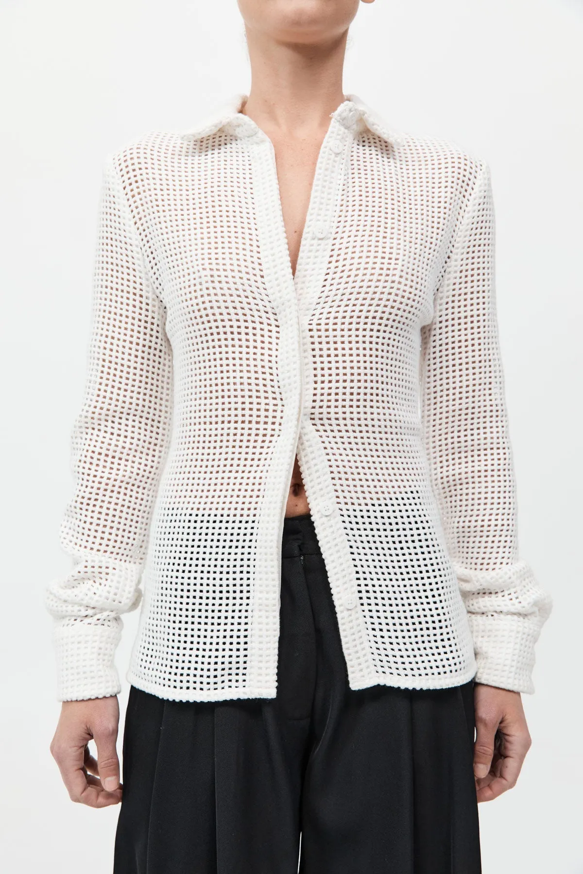 Fitted Cotton Grid Shirt - White sold by St. Agni product image thumbnail 3