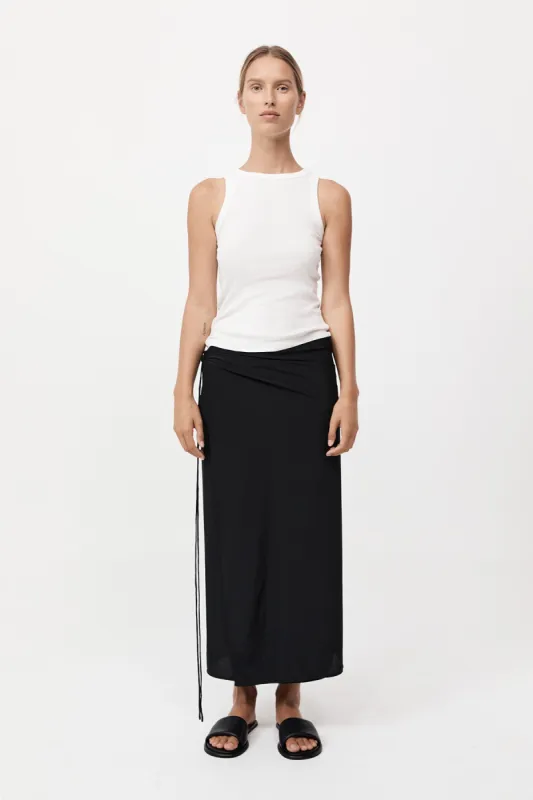 Silk Wrap Tie Skirt - Black sold by St. Agni