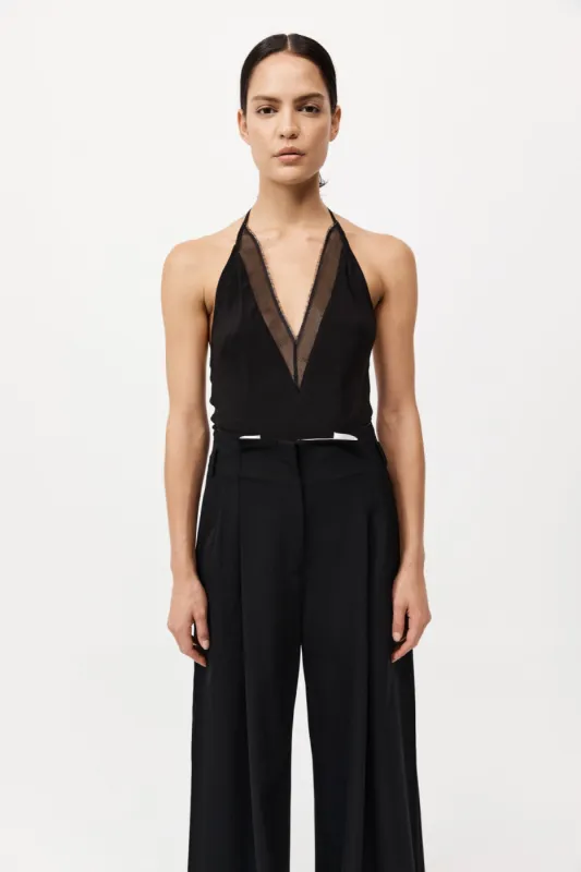 Silk Mesh Bias Top - Black made by St. Agni