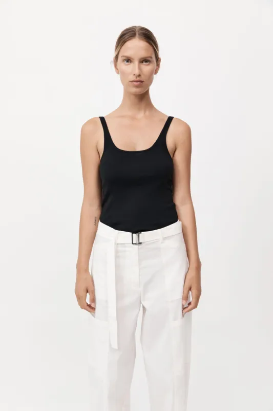 Organic Cotton Slim Scoop Tank - Jet Black sold by St. Agni