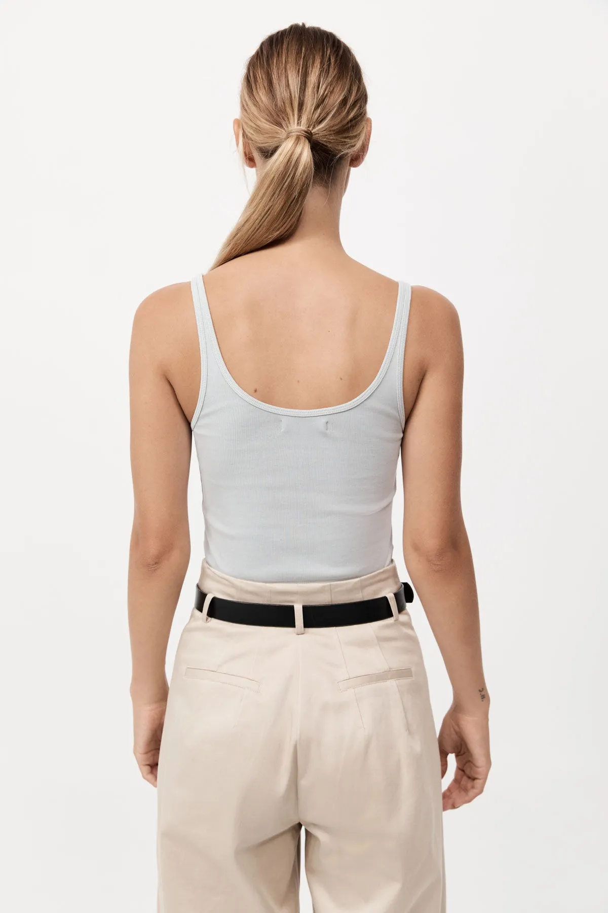 Organic Cotton Slim Scoop Tank - Silver sold by St. Agni product image thumbnail 3