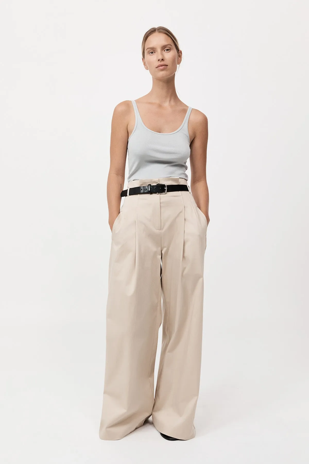 Organic Cotton Slim Scoop Tank - Silver sold by St. Agni product image thumbnail 2