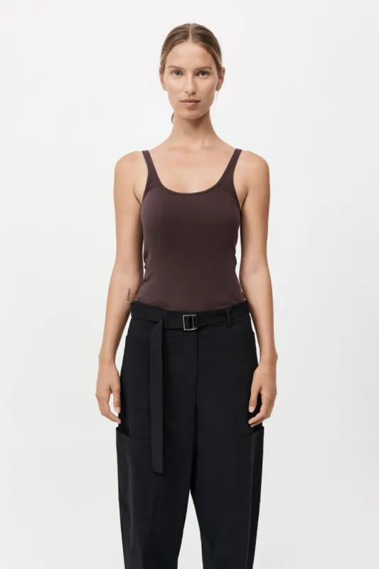 Organic Cotton Slim Scoop Tank - Raisin sold by St. Agni