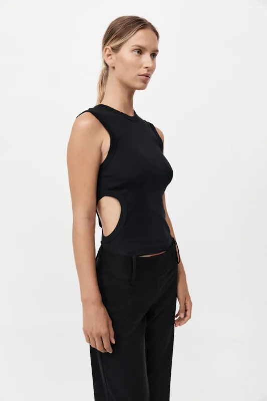 Organic Cotton Cut Out Tank - Jet Black sold by St. Agni