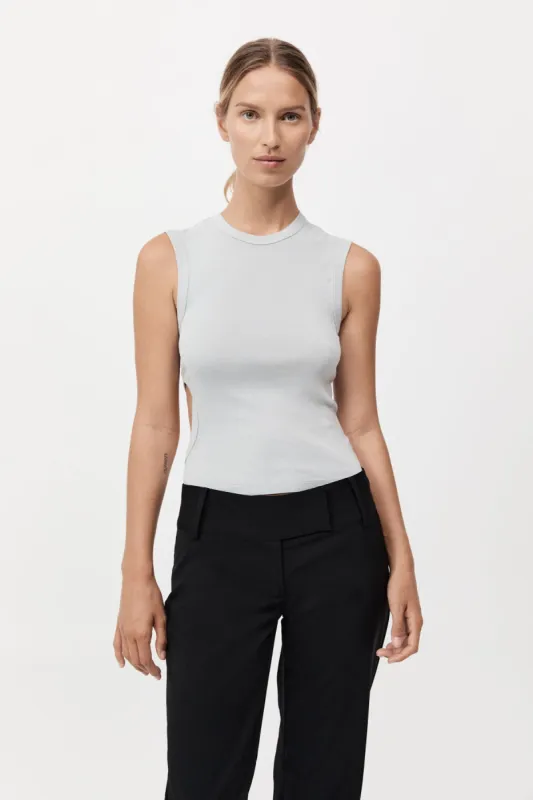 Organic Cotton Cut Out Tank - Silver sold by St. Agni